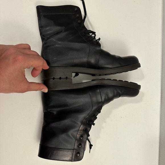 Salvatore Ferragamo Women's Leather and Fabric Combat Boot Size 9.0 B - Picture 5 of 14